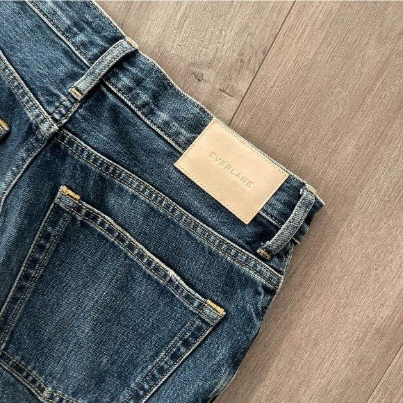 Everlane The Cheeky Distressed Knee Slim Straight Leg Blue Jeans - Picture 6 of 9